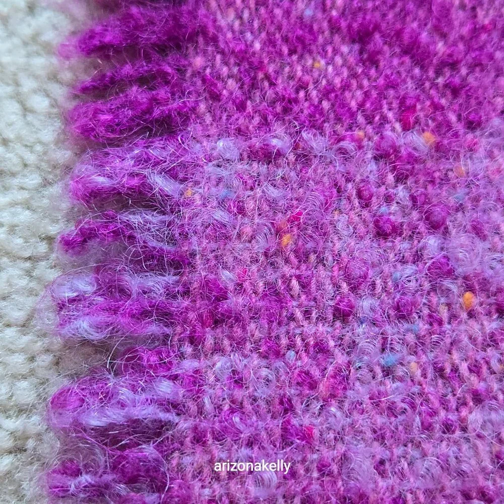 NWOT Wool & Mohair Curly Scarf Avoca Purple Turquoise